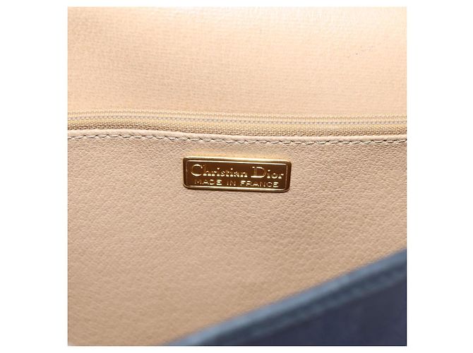 Borsa a tracolla Christian Dior Trotter Canvas PVC Navy Gold Auth ep16126 D'oro Blu navy - vista 18