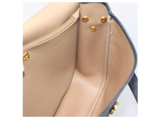 Borsa a tracolla Christian Dior Trotter Canvas PVC Navy Gold Auth ep16126 D'oro Blu navy - vista 19