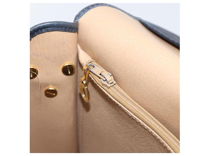 Borsa a tracolla Christian Dior Trotter Canvas PVC Navy Gold Auth ep16126 D'oro Blu navy - vista 21