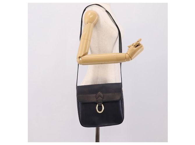 Borsa a tracolla Christian Dior Trotter Canvas PVC Navy Gold Auth ep16126 D'oro Blu navy - vista 23