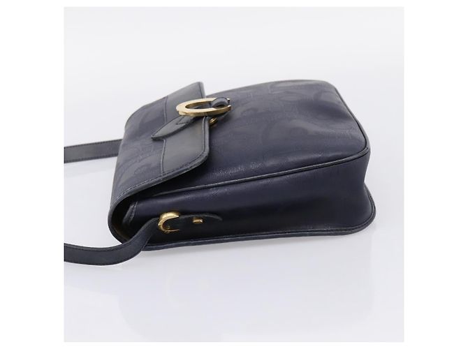 Borsa a tracolla Christian Dior Trotter Canvas PVC Navy Gold Auth ep16126 D'oro Blu navy - vista 3