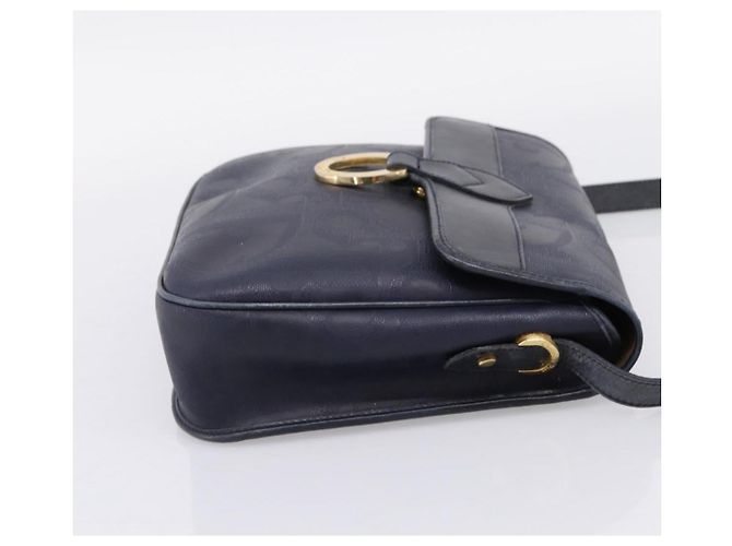 Borsa a tracolla Christian Dior Trotter Canvas PVC Navy Gold Auth ep16126 D'oro Blu navy - vista 4