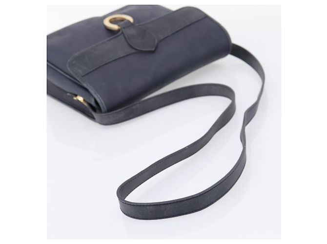 Borsa a tracolla Christian Dior Trotter Canvas PVC Navy Gold Auth ep16126 D'oro Blu navy - vista 7