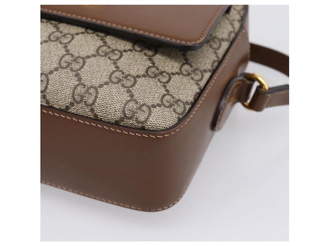 Borsa a Tracolla GUCCI GG Supreme PVC Beige Tono Oro 645454 Auth mr2966V - vista 14
