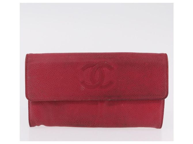 Portafoglio CHANEL in pelle Set di 3 Nero Rosso Blu Navy CC Auth bs37285 - vista 18