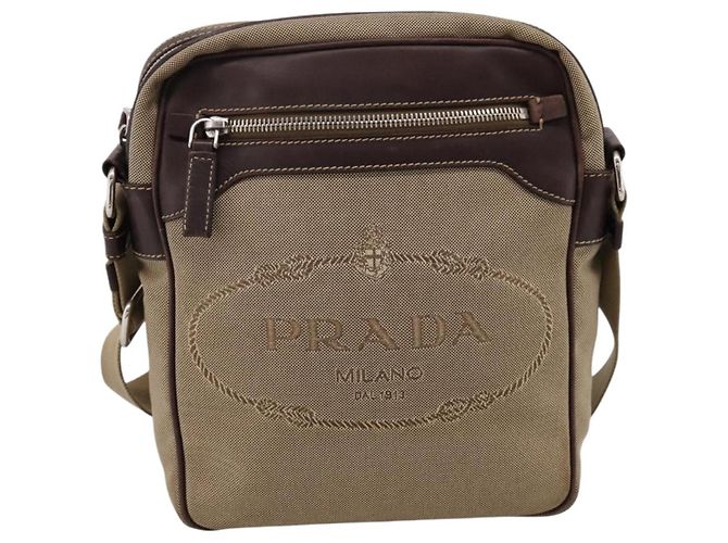 PRADA Shoulder Bag Canvas Brown Silver Auth mr2938 Silvery - view 13