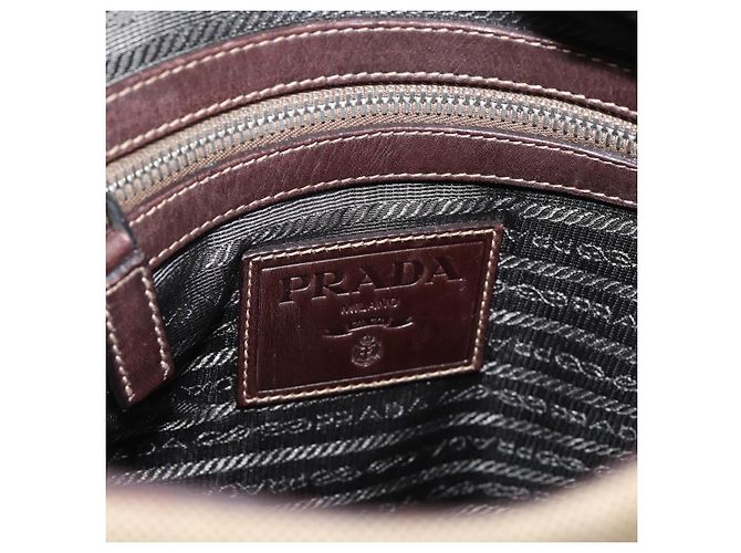PRADA Shoulder Bag Canvas Brown Silver Auth mr2938 Silvery - view 17