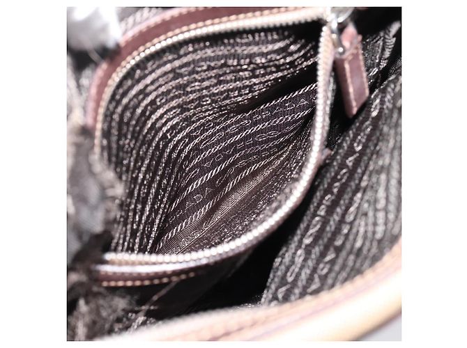 PRADA Shoulder Bag Canvas Brown Silver Auth mr2938 Silvery - view 22