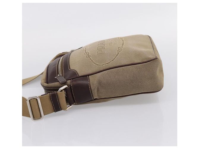 PRADA Shoulder Bag Canvas Brown Silver Auth mr2938 Silvery - view 3