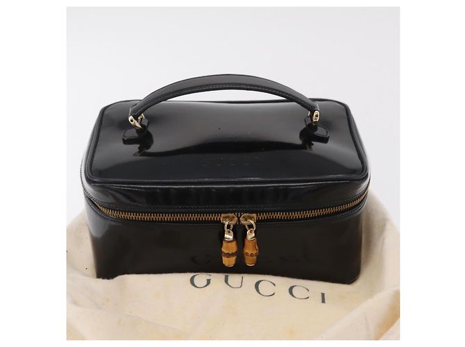 Borsa Vanity GUCCI Bamboo Beauty Case Vernice Nero 032 200159 0150 Auth mr2924 - vista 12