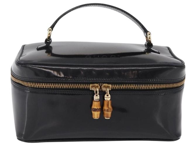 Borsa Vanity GUCCI Bamboo Beauty Case Vernice Nero 032 200159 0150 Auth mr2924 - vista 13