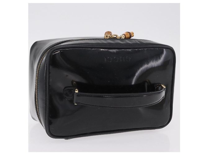 Borsa Vanity GUCCI Bamboo Beauty Case Vernice Nero 032 200159 0150 Auth mr2924 - vista 6