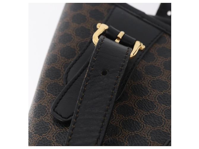 Céline Sac cabas CELINE Macadam Canvas PVC Cuir Noir Or Auth 206040V Doré - vue 10