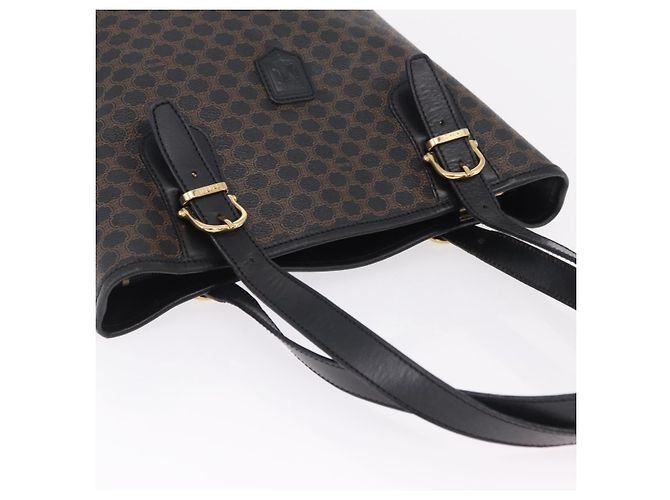 Céline Sac cabas CELINE Macadam Canvas PVC Cuir Noir Or Auth 206040V Doré - vue 14