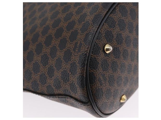 Céline Sac cabas CELINE Macadam Canvas PVC Cuir Noir Or Auth 206040V Doré - vue 18