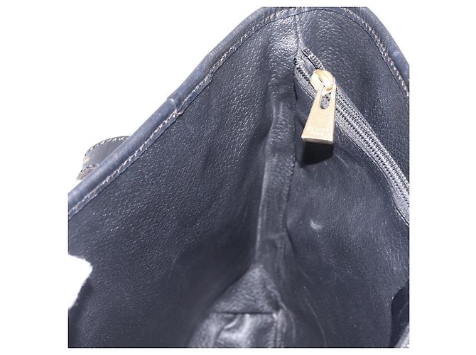 Céline Sac cabas CELINE Macadam Canvas PVC Cuir Noir Or Auth 206040V Doré - vue 23