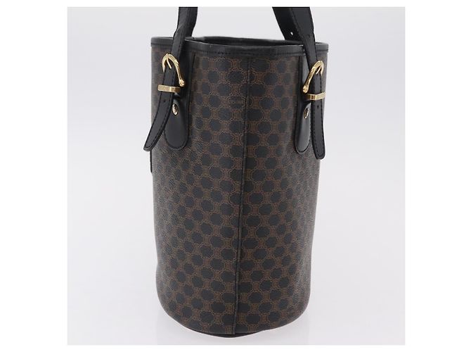 Céline Sac cabas CELINE Macadam Canvas PVC Cuir Noir Or Auth 206040V Doré - vue 3