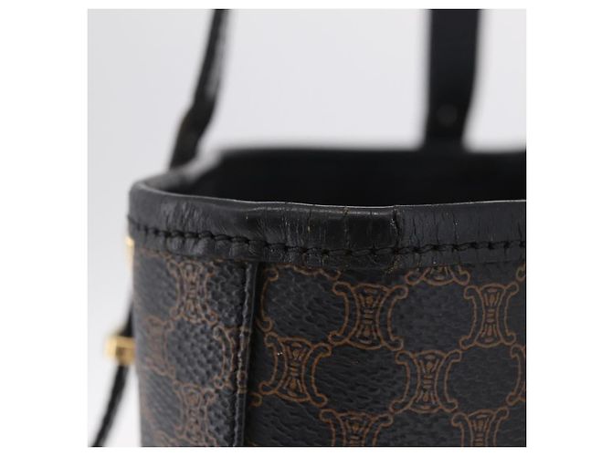 Céline Sac cabas CELINE Macadam Canvas PVC Cuir Noir Or Auth 206040V Doré - vue 4