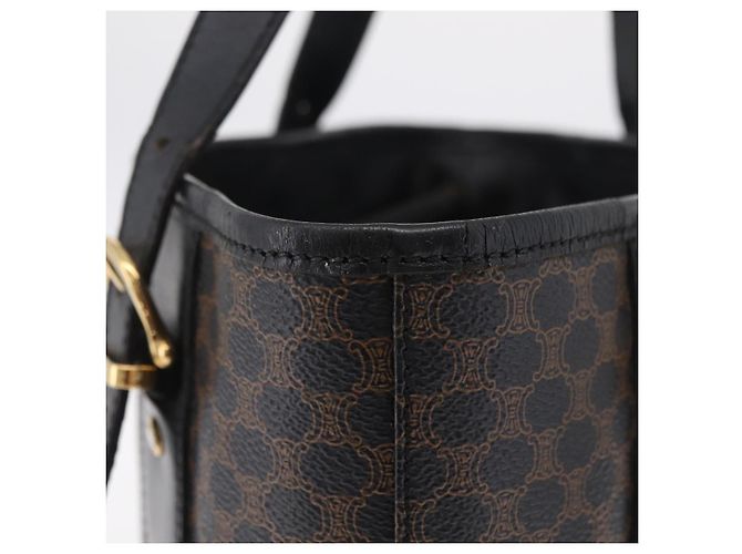 Céline Sac cabas CELINE Macadam Canvas PVC Cuir Noir Or Auth 206040V Doré - vue 6