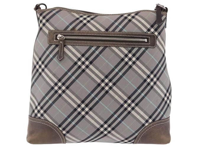 BURBERRY Nova Check Schultertasche Canvas Gray Silver Auth mr3014 Braun Silber - Ansicht 13