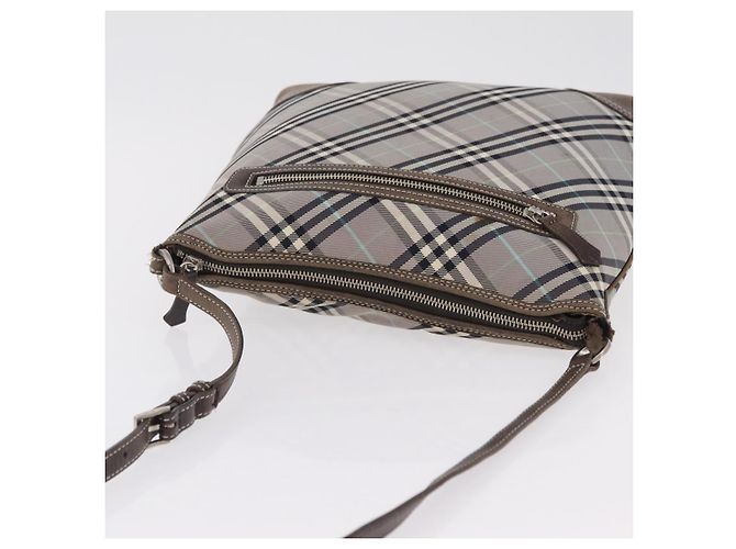 BURBERRY Nova Check Schultertasche Canvas Gray Silver Auth mr3014 Braun Silber - Ansicht 14