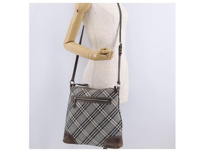 BURBERRY Nova Check Schultertasche Canvas Gray Silver Auth mr3014 Braun Silber - Ansicht 29