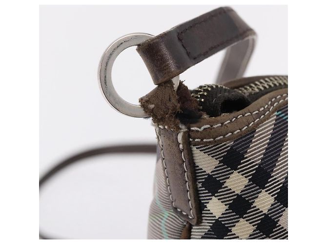 BURBERRY Nova Check Schultertasche Canvas Gray Silver Auth mr3014 Braun Silber - Ansicht 9