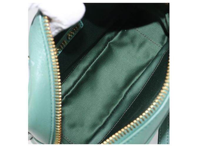 Sac à main Miu Miu Matelassé Arkady en cuir 2 voies Vert Or Auth 204302SAM Doré - vue 11