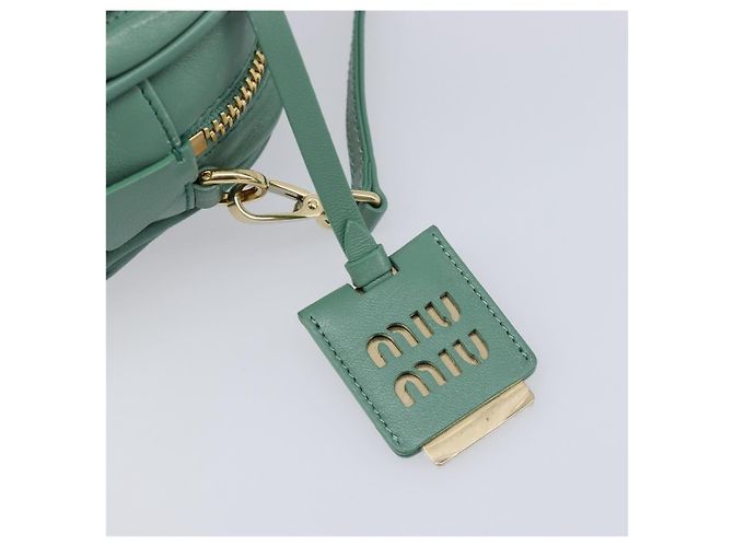 Sac à main Miu Miu Matelassé Arkady en cuir 2 voies Vert Or Auth 204302SAM Doré - vue 24