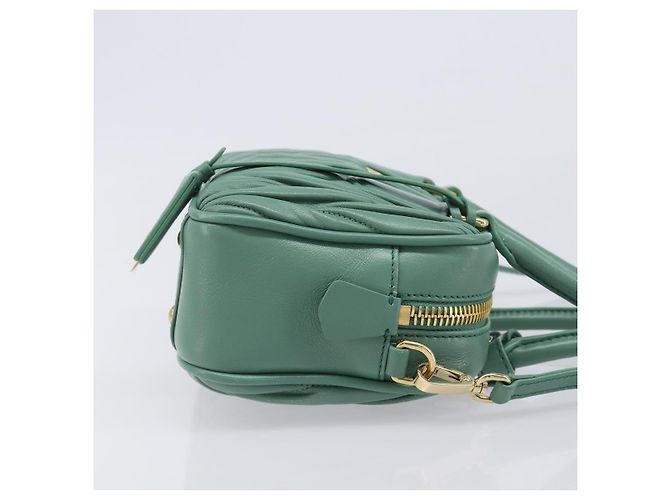 Sac à main Miu Miu Matelassé Arkady en cuir 2 voies Vert Or Auth 204302SAM Doré - vue 3