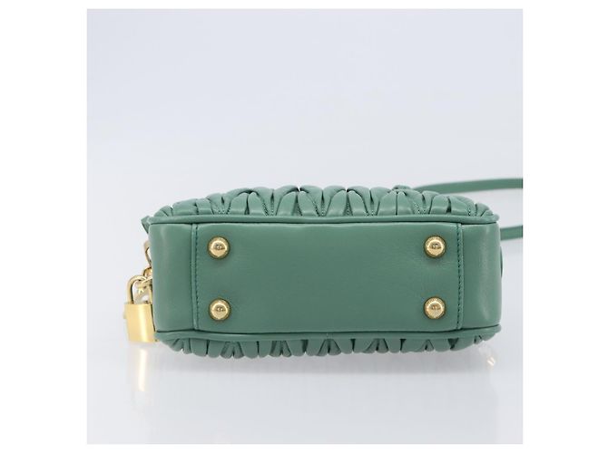 Sac à main Miu Miu Matelassé Arkady en cuir 2 voies Vert Or Auth 204302SAM Doré - vue 5