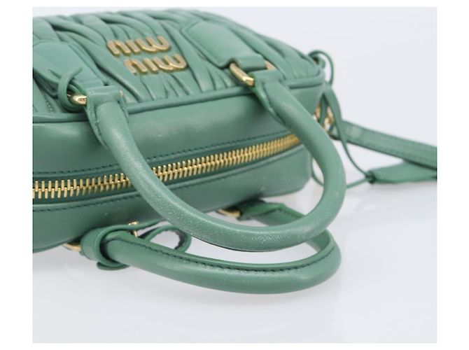 Sac à main Miu Miu Matelassé Arkady en cuir 2 voies Vert Or Auth 204302SAM Doré - vue 7
