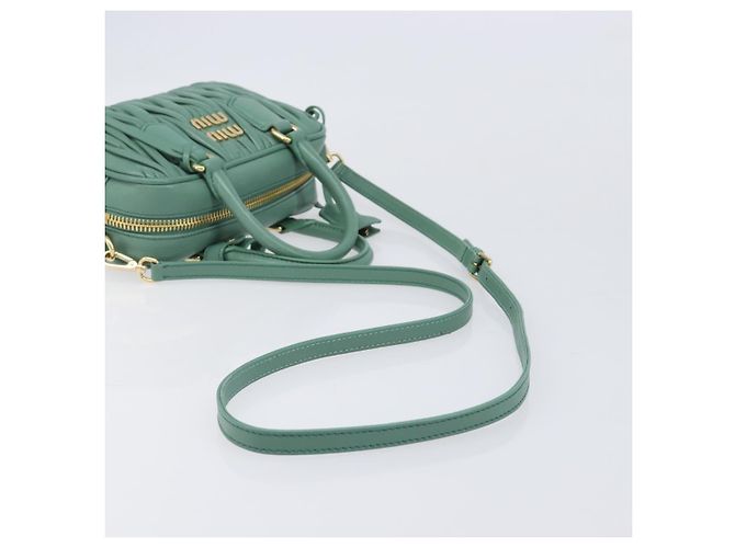 Sac à main Miu Miu Matelassé Arkady en cuir 2 voies Vert Or Auth 204302SAM Doré - vue 8