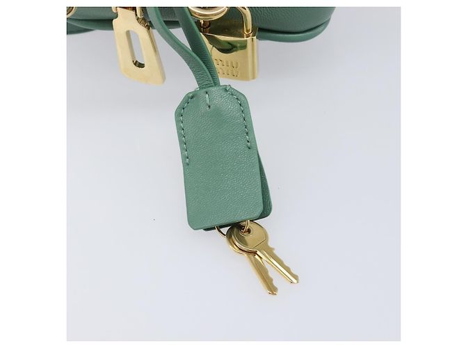 Sac à main Miu Miu Matelassé Arkady en cuir 2 voies Vert Or Auth 204302SAM Doré - vue 9