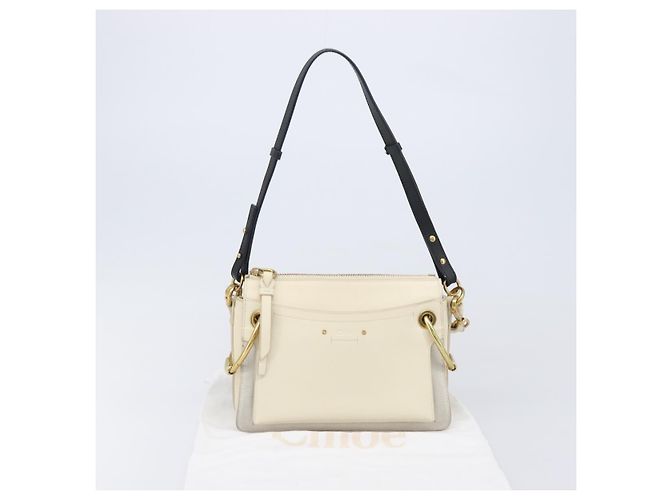 Chloé Chloe Roy Schultertasche aus Leder Ivory Gold Tone Auth BA15577A Roh - Ansicht 12