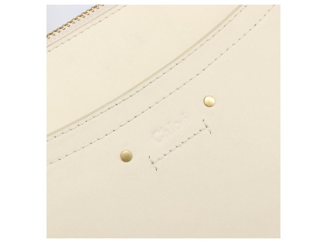Chloé Chloe Roy Schultertasche aus Leder Ivory Gold Tone Auth BA15577A Roh - Ansicht 21