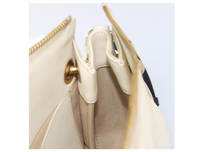Chloé Chloe Roy Schultertasche aus Leder Ivory Gold Tone Auth BA15577A Roh - Ansicht 25