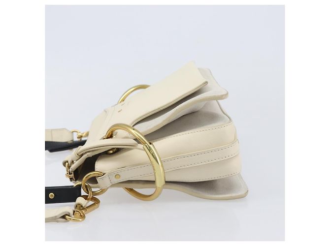 Chloé Chloe Roy Schultertasche aus Leder Ivory Gold Tone Auth BA15577A Roh - Ansicht 4