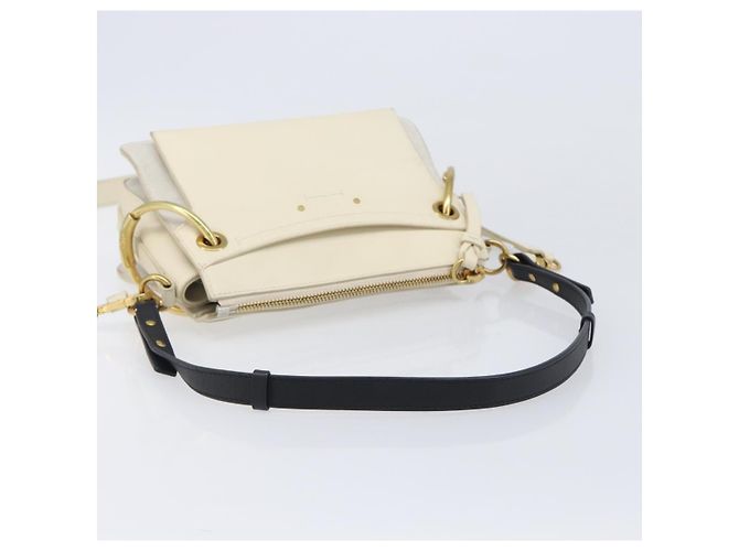 Chloé Chloe Roy Schultertasche aus Leder Ivory Gold Tone Auth BA15577A Roh - Ansicht 7