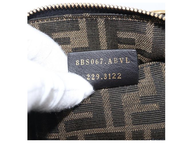 Sac à main FENDI By The Way Mini en cuir 2 voies Noir Doré 8BS067 Auth 204865V - vue 11