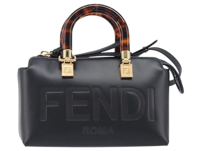 Sac à main FENDI By The Way Mini en cuir 2 voies Noir Doré 8BS067 Auth 204865V - vue 13