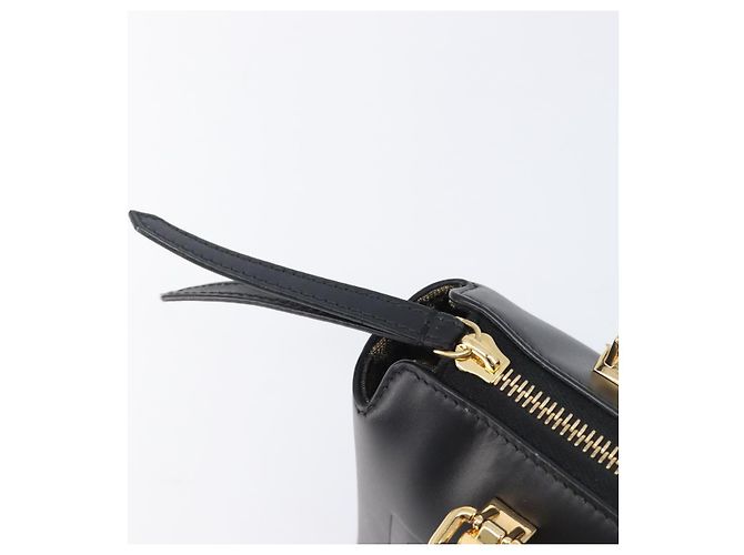 Sac à main FENDI By The Way Mini en cuir 2 voies Noir Doré 8BS067 Auth 204865V - vue 21