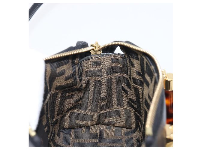 Sac à main FENDI By The Way Mini en cuir 2 voies Noir Doré 8BS067 Auth 204865V - vue 23