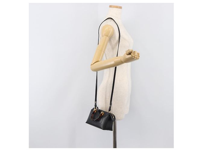 Sac à main FENDI By The Way Mini en cuir 2 voies Noir Doré 8BS067 Auth 204865V - vue 26