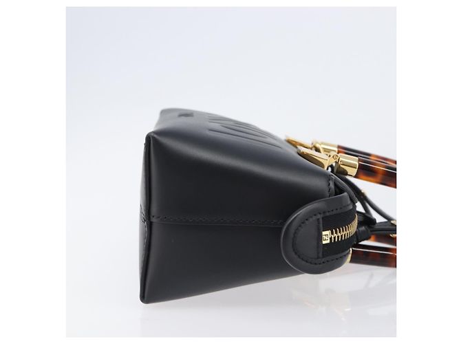 Sac à main FENDI By The Way Mini en cuir 2 voies Noir Doré 8BS067 Auth 204865V - vue 3