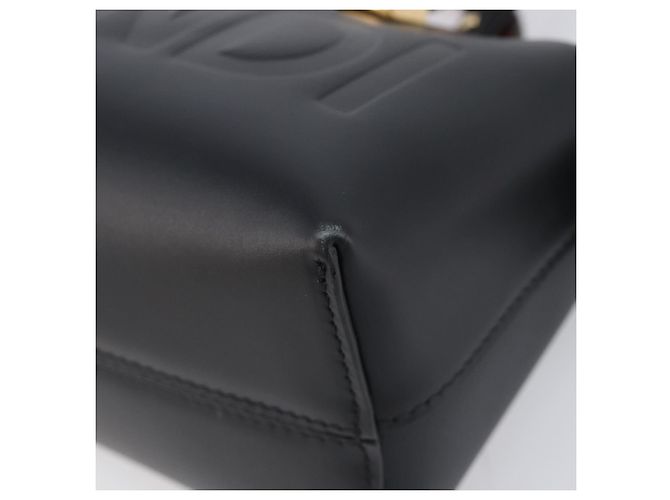 Sac à main FENDI By The Way Mini en cuir 2 voies Noir Doré 8BS067 Auth 204865V - vue 9