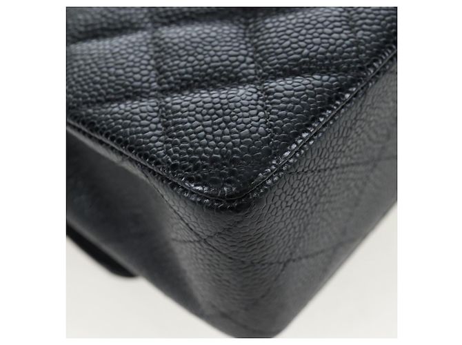 Borsa CHANEL Double Flap Chain Matelasse Pelle Caviar Nero Oro CC Auth am12621SM D'oro - vista 16