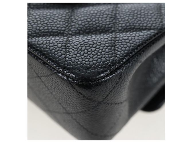 Borsa CHANEL Double Flap Chain Matelasse Pelle Caviar Nero Oro CC Auth am12621SM D'oro - vista 17