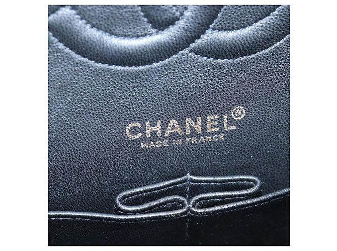 Borsa CHANEL Double Flap Chain Matelasse Pelle Caviar Nero Oro CC Auth am12621SM D'oro - vista 25