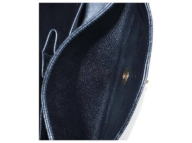 Borsa CHANEL Double Flap Chain Matelasse Pelle Caviar Nero Oro CC Auth am12621SM D'oro - vista 29